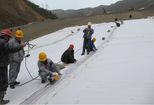 Non-woven geotextile Construction process and methods